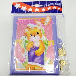 Vintage 90's Diary Lock And Keys BEAR AND FLOWERS NOS Plastic Vinyl **READ**